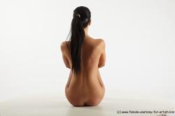 Nude Woman White Sitting poses - ALL Slim long black Sitting poses - simple Pinup